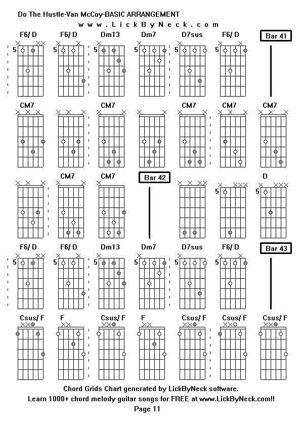 Chord Grids Chart of chord melody fingerstyle guitar song-Do The Hustle-Van McCoy-BASIC ARRANGEMENT,generated by LickByNeck software.